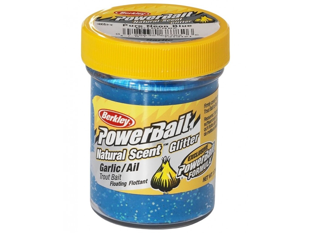 Berkley POWERBAIT Glitter Natural Scent Garlic - Neon Blue/White