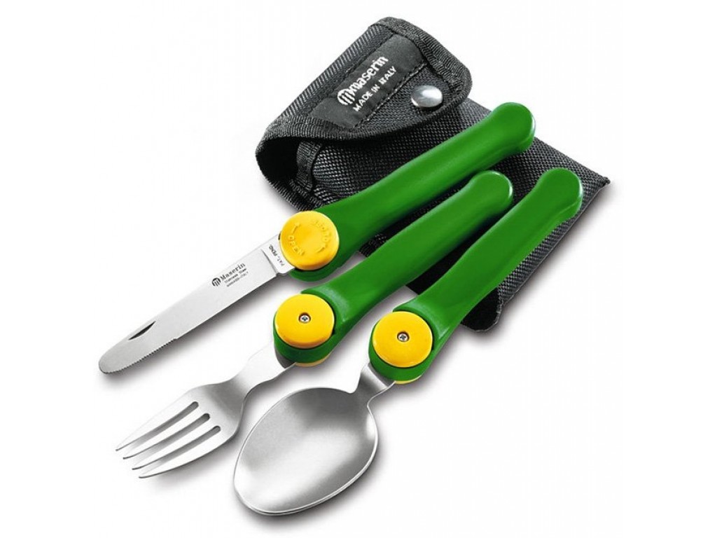 Maserin picnic sæt kniv, gaffel,ske i etui