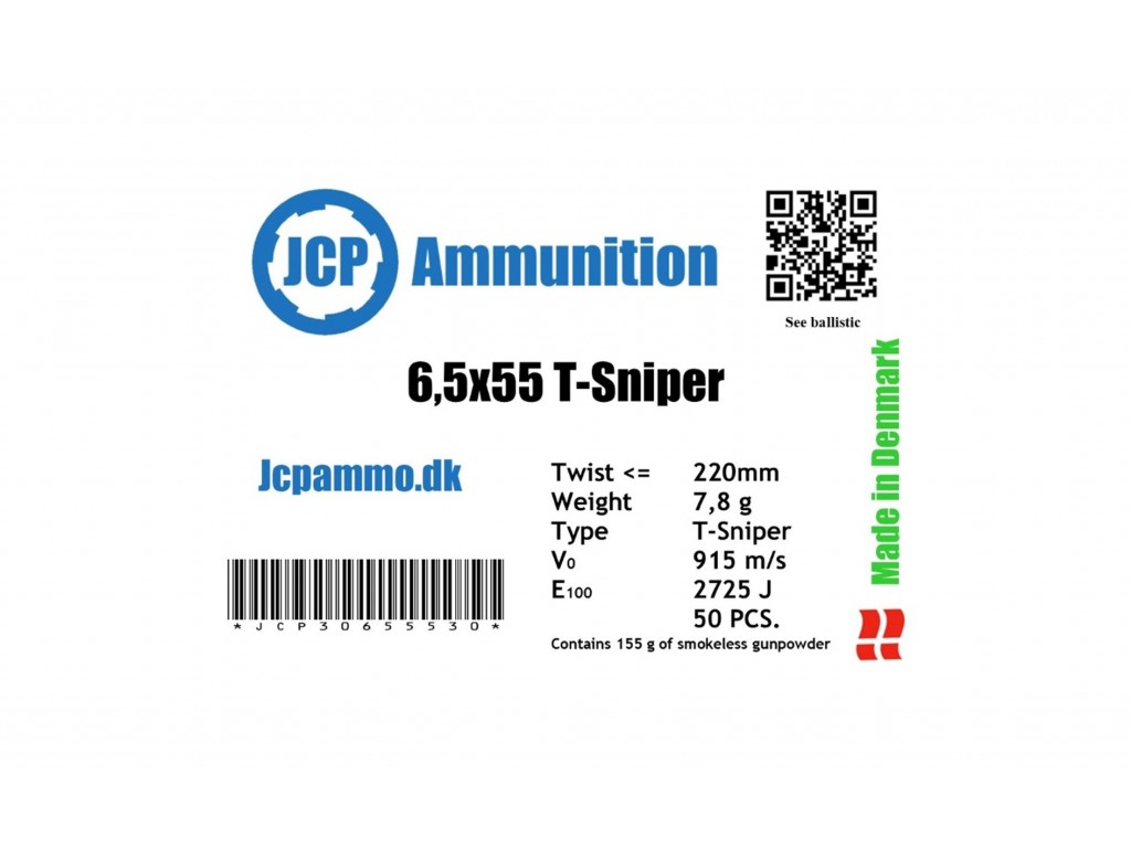 JCP 6,5×55 T-Sniper 7,8g 50stk