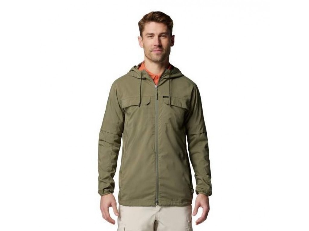 Columbia Men's Skien Valley Hooded L/S Shirt - Stone Green