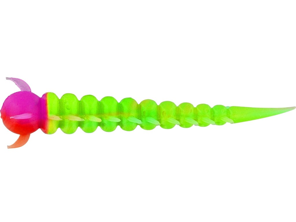 Westin Greedy Worm 5,5cm Chartreuse/Pink Garlic/Cheese 8stk