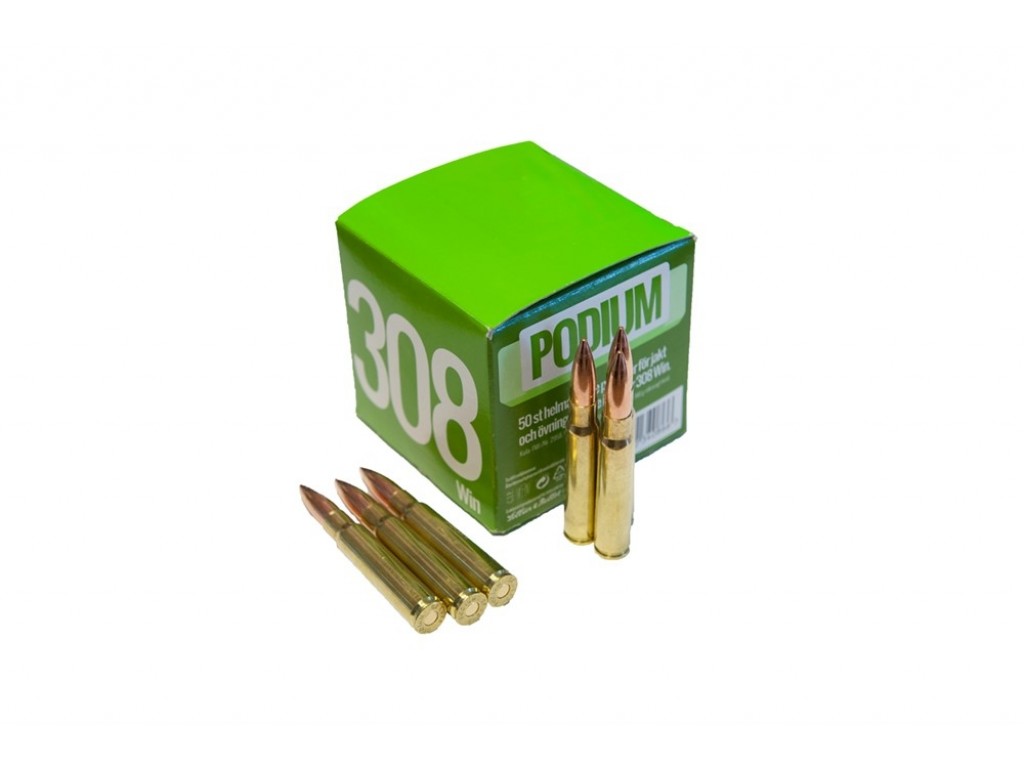 Podium FMJ Ammunition 50 stk 124gr (Kal 6,5x55 - 308W - 30.06)