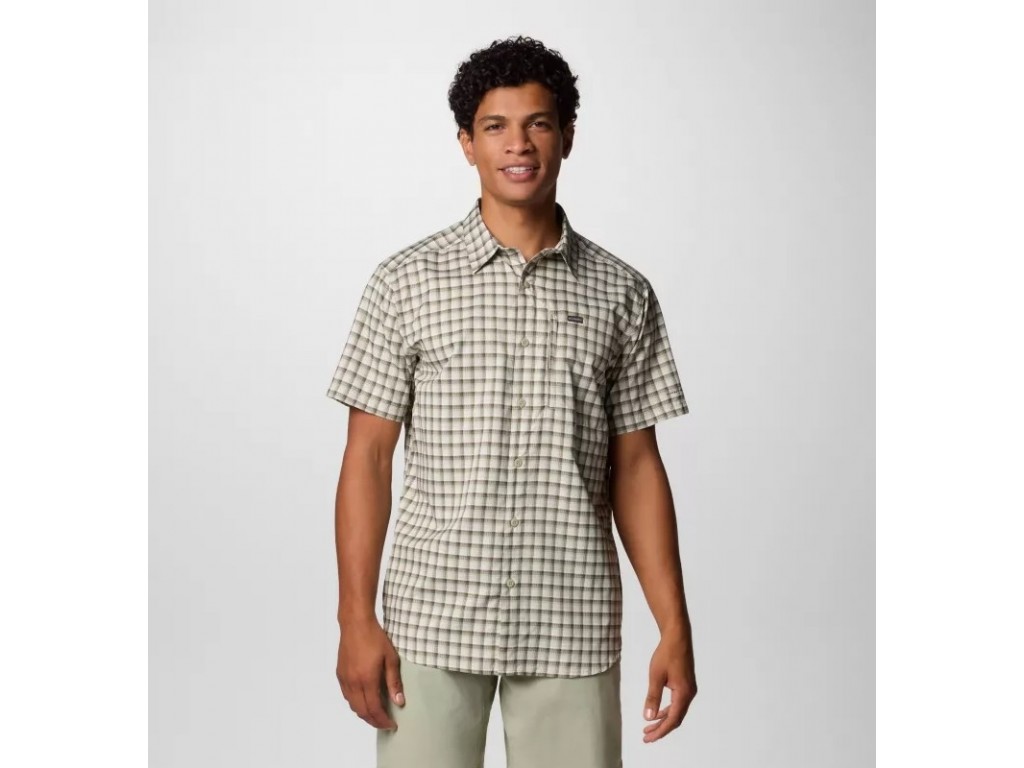 Columbia M Silver Ridge Utility Lite Novelty S/S Shirt - Safari Pulaski Plaid
