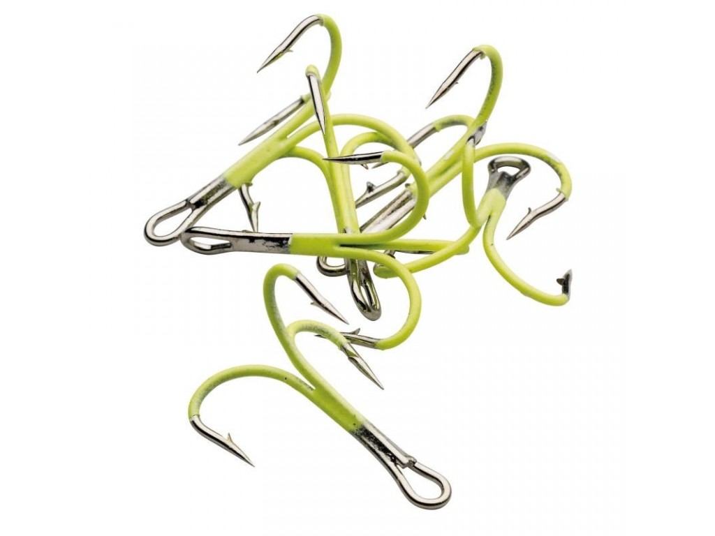 Kinetic Treble Seahooks 3X Flouro Yellow - 6 stk