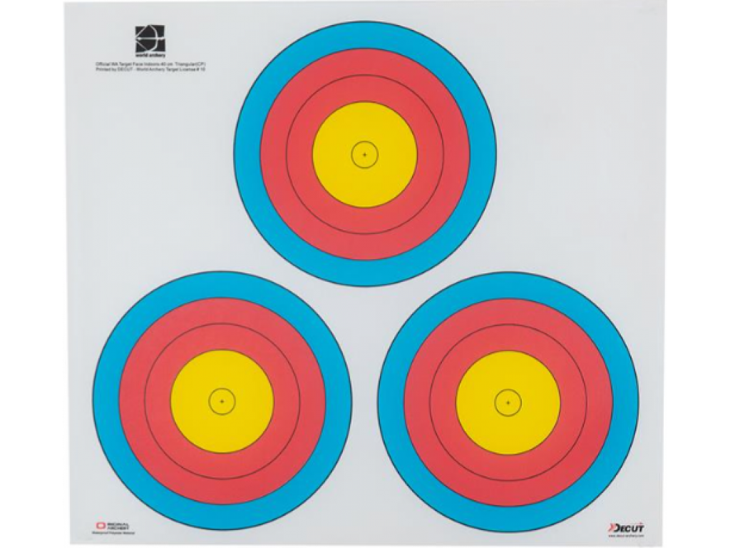 TARGET FACES WA POLYESTER 40cm 80gr 3-SPOT VEGAS COMPOUND SMALL CENTER 5-RINGS 1/PC