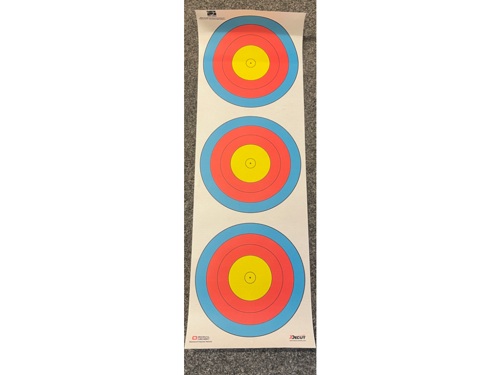TARGET FACES WA POLYESTER 40cm 80gr 3-SPOT VEGAS RECURVE LARGE CENTER 5-RINGS 