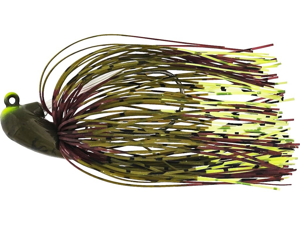 SLIDE-UP RUBBER JIG TUNGSTEN 7G #2/0 1PC GREEN PUMPKIN/CHARTREUSE TUNGSTEN BLACK NICKEL