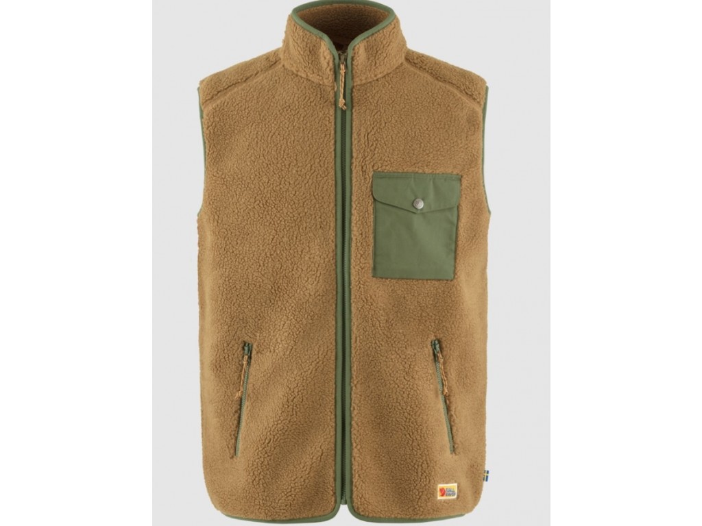 Fjällräven Vardag Pile Fleece Vest M Buckwheat Brown / Laurel Green - XL